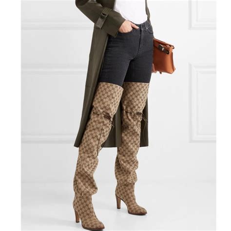 raining boots gucci|Gucci monogram thigh high boots.